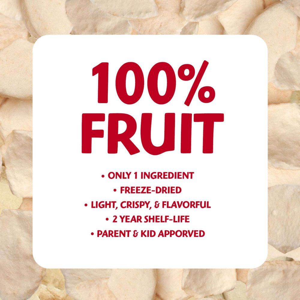 Brothers All Natural apple crisps sprinkled on yogurt, adding crunchy flavor and visual appeal