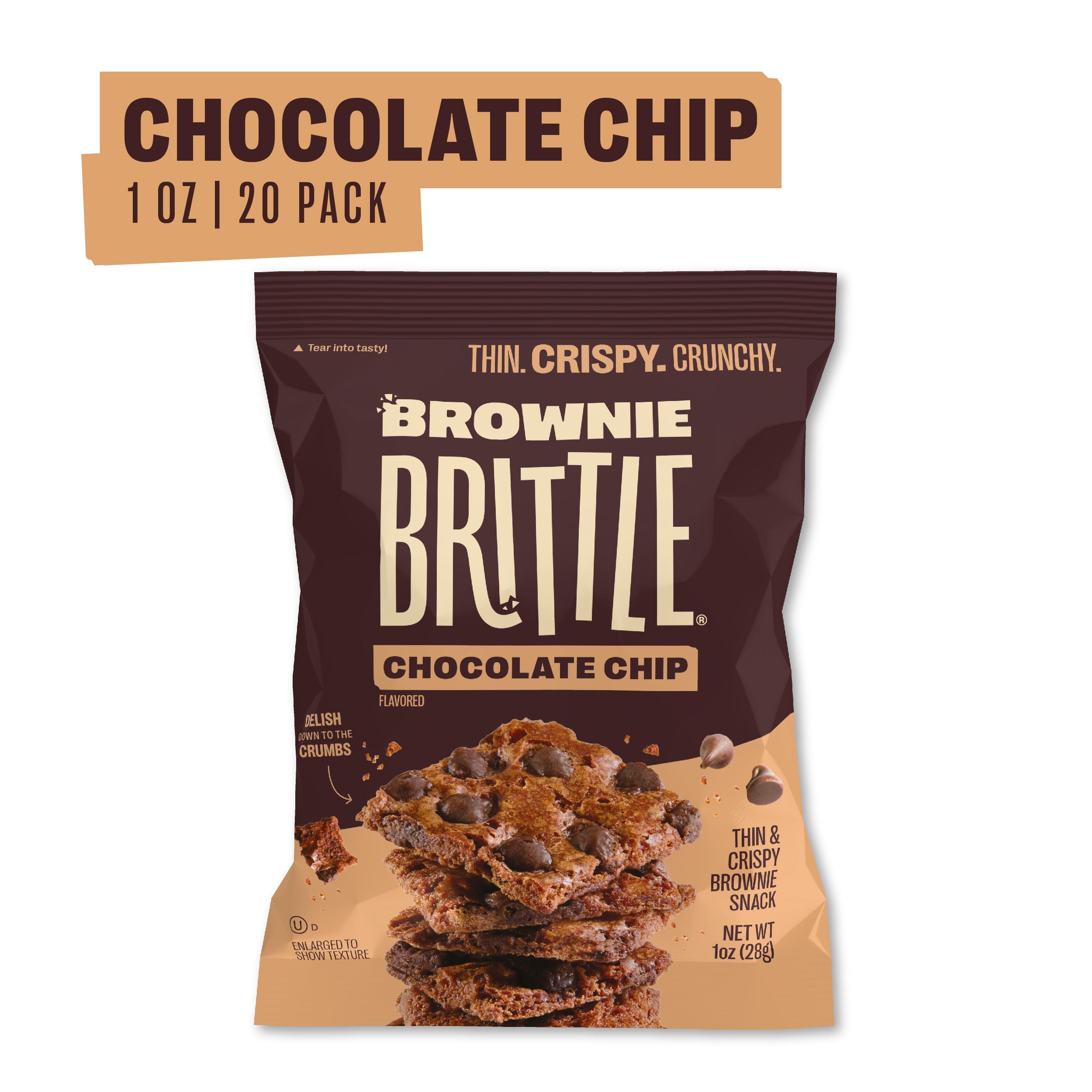 Brownie Brittle close-up of chocolate chip brittle texture and crispness
