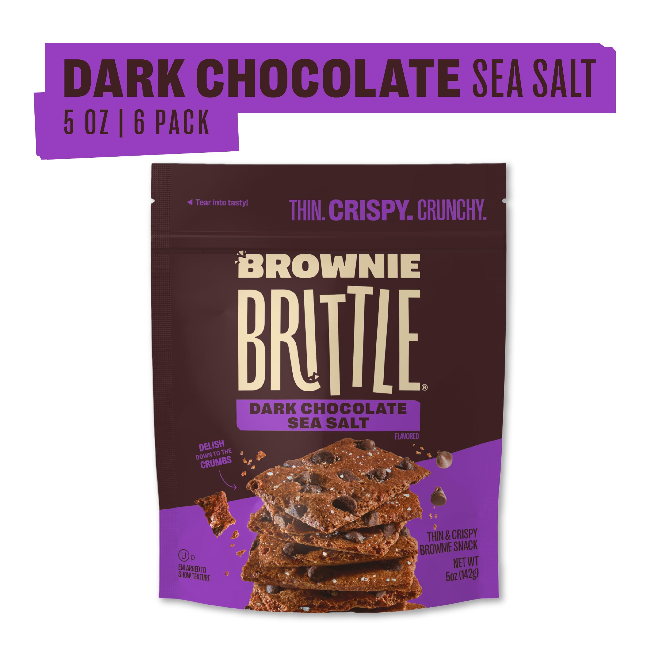 Brownie Brittle nutrition label closeup showing ingredients and portion info