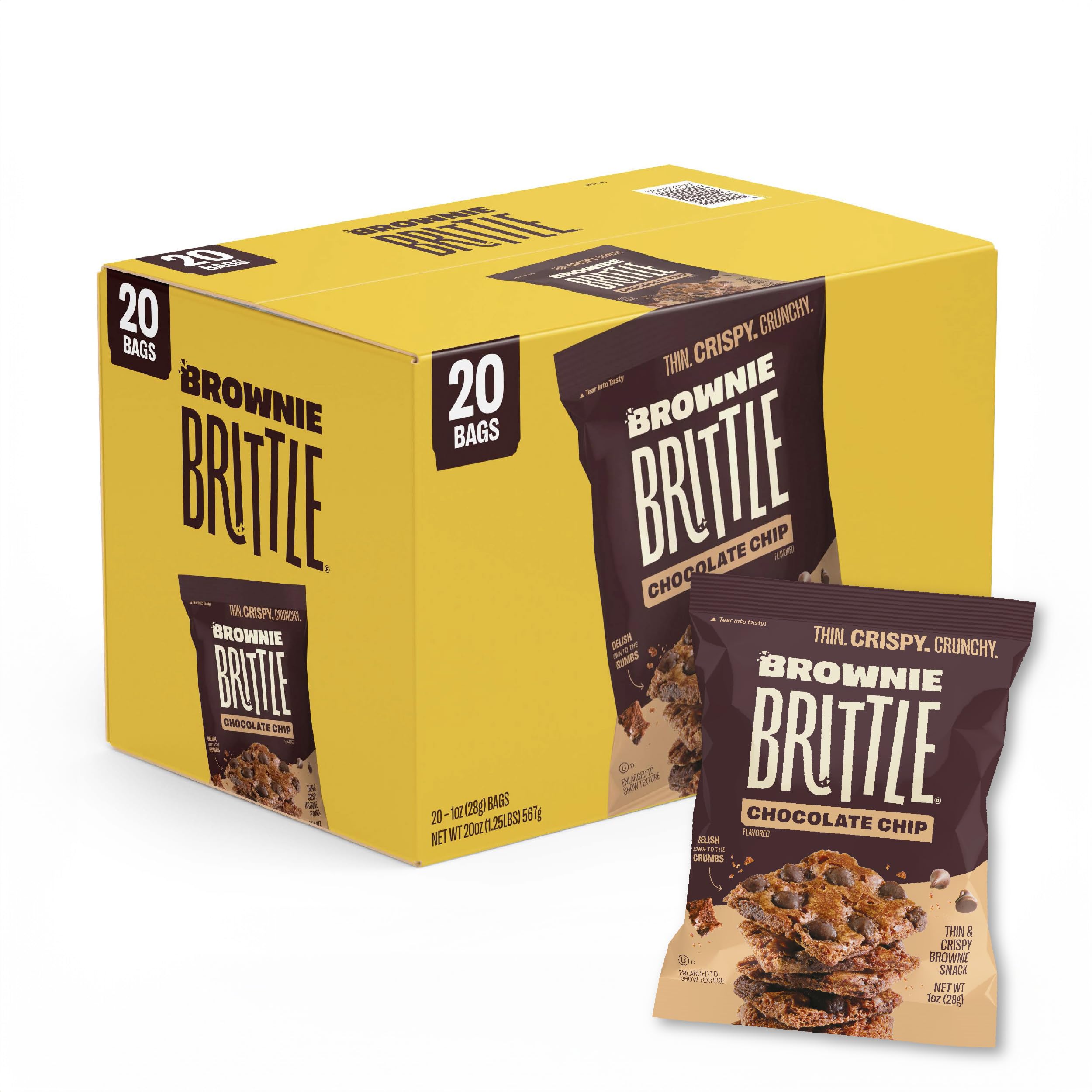 Brownie Brittle front packaging showing 20-count box and convenience