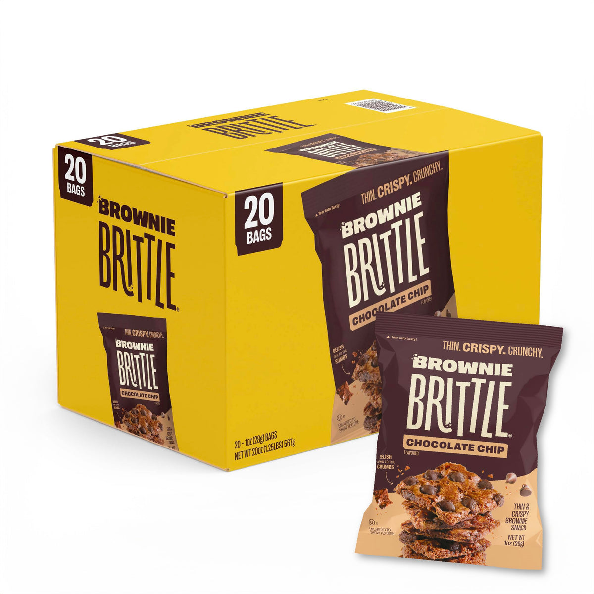Brownie Brittle front packaging showing 20-count box and convenience