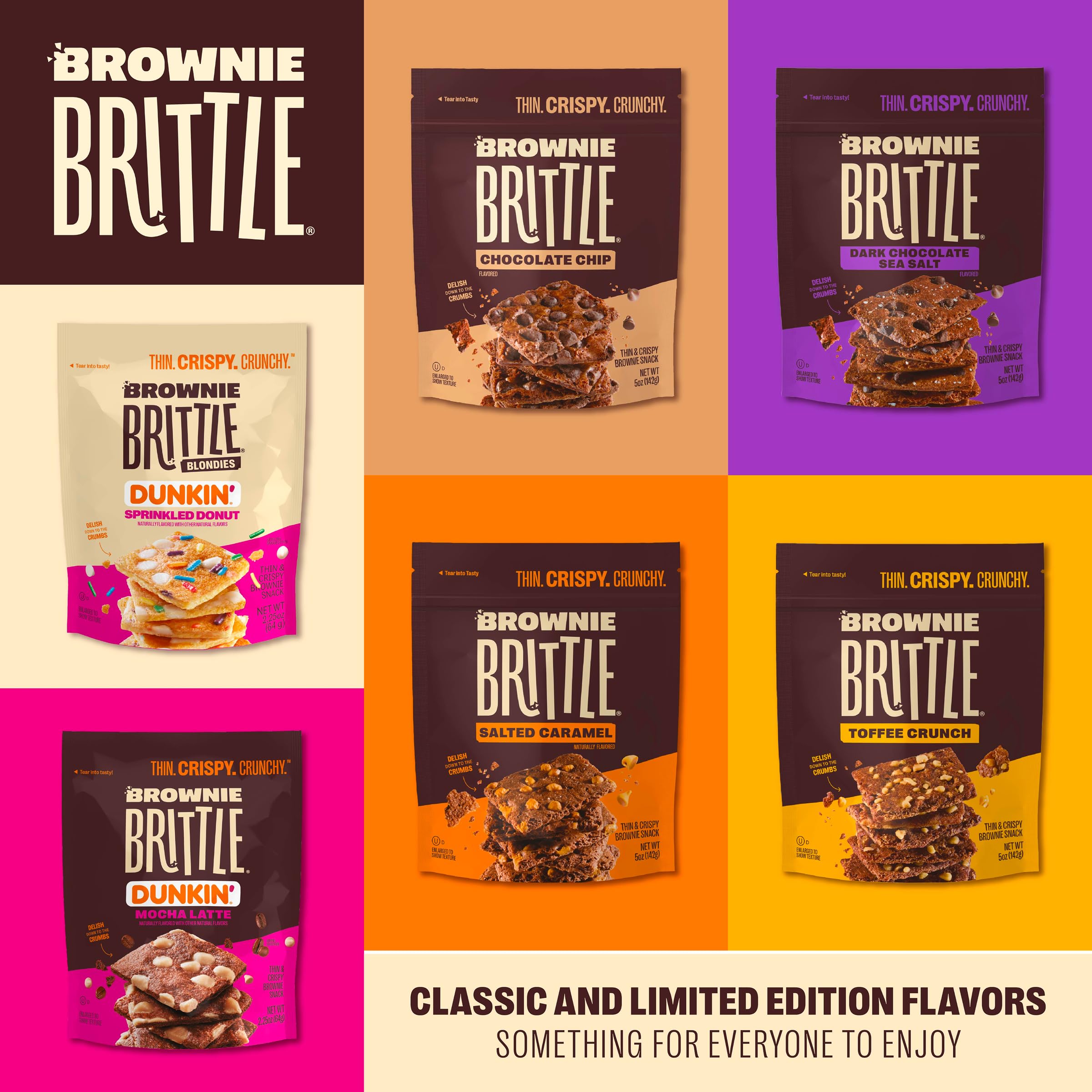 Brownie Brittle bag held in hand showing convenient portion sizes