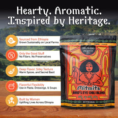 Brundo Market Mitmita close-up granules highlighting fine grind and quick dissolve