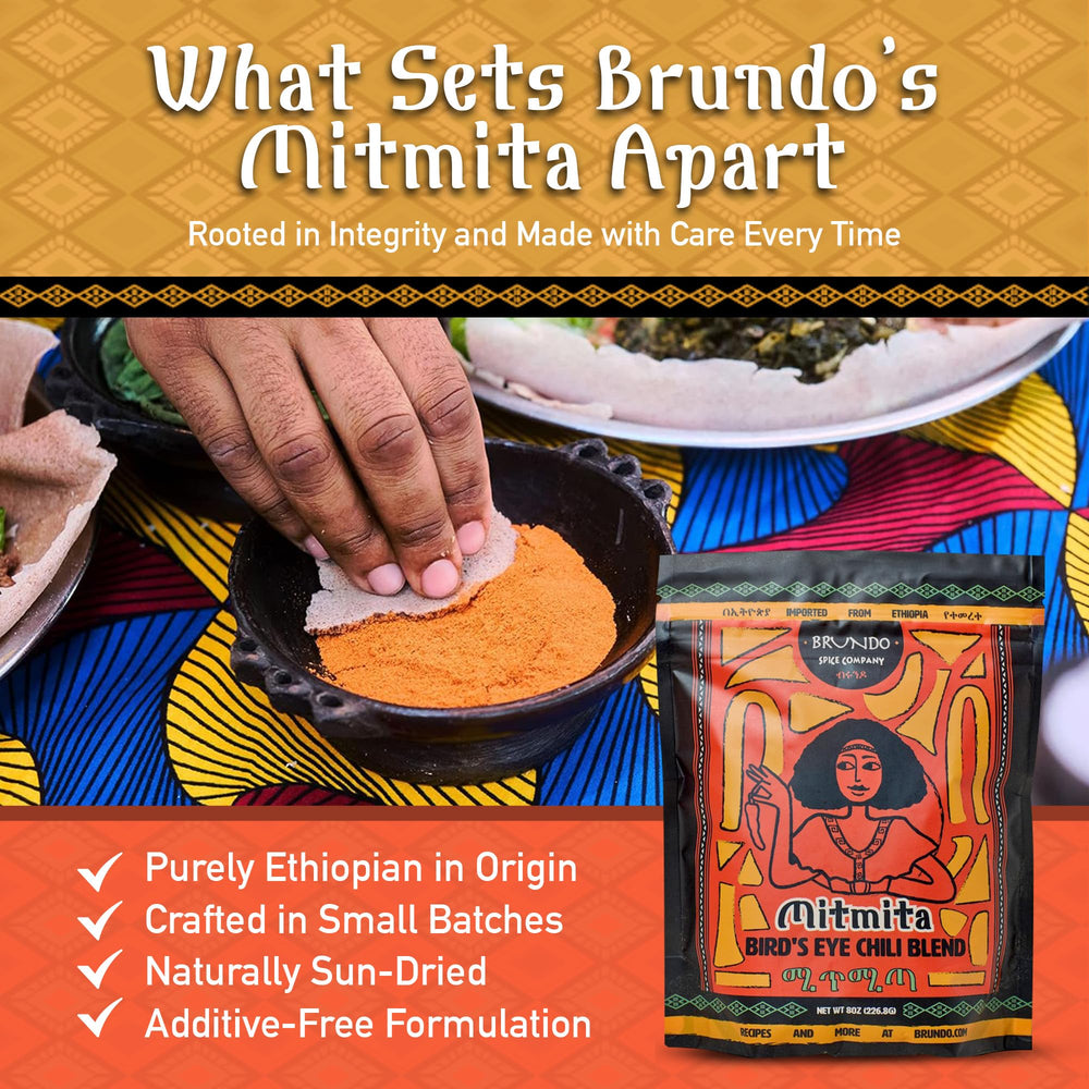 Brundo Market Mitmita sprinkled on grilled steak adding vibrant spicy finish