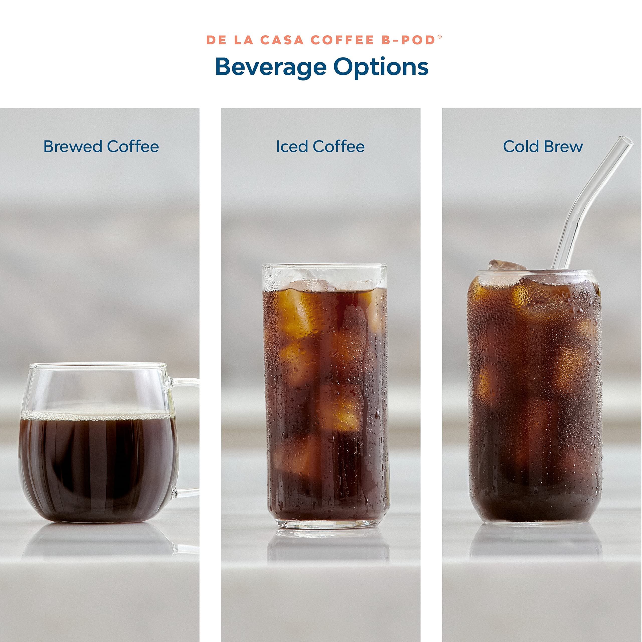 BRUVI brewed cup from De La Casa showing rich crema and flavor clarity benefit