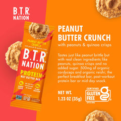B.T.R. unwrapped Peanut Butter Crunch bar showing crunchy interior