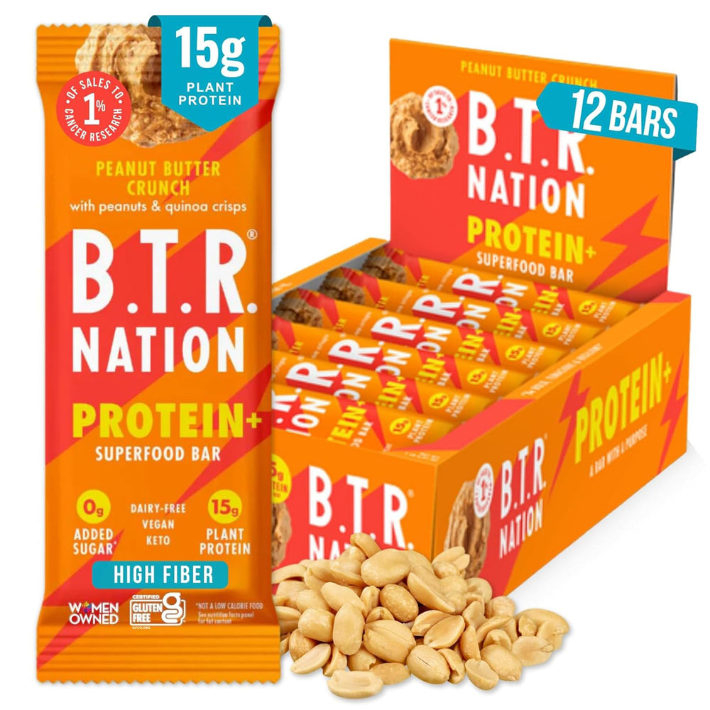 B.T.R. front packaging of 12-bar box showing product and benefits