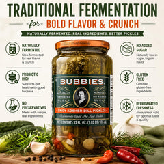 bubbies close-up of pickle texture highlighting crunchy bite and fermented quality