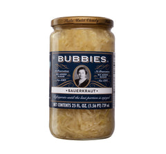 Bubbies front packaging showing clear glass jar and label, highlights fresh taste