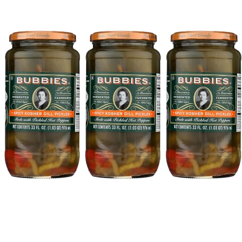 bubbies front packaging showing three 33 oz jars and bold spicy label, great for stocking