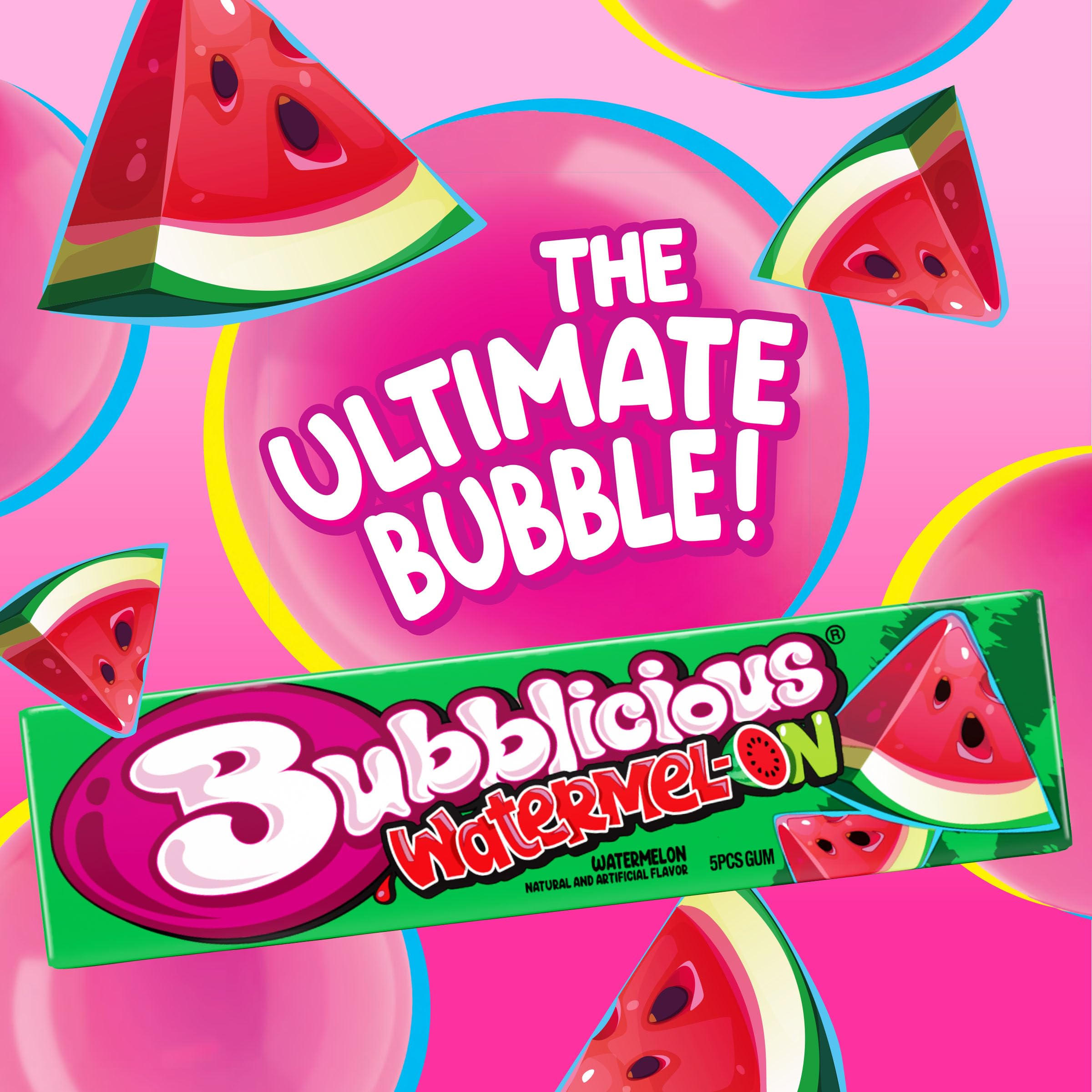Bubblicious open 5-piece pack with pieces visible for easy portioning benefit