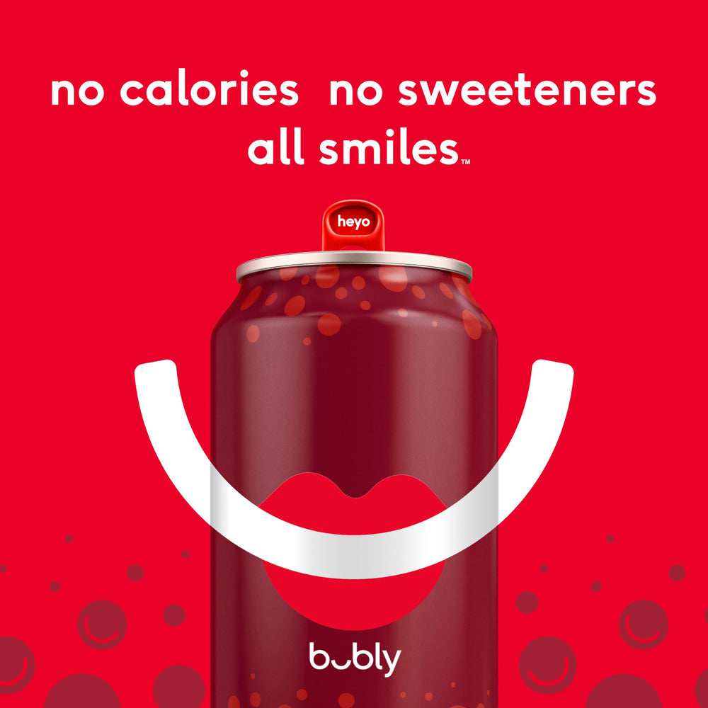 bubly open can poured into glass with bubbles for immediate thirst relief