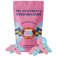 Try New Treats BUBS front packaging showing resealable 8 oz bag and branding benefit
