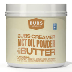 BUBS Naturals front packaging showing butter MCT powder benefits