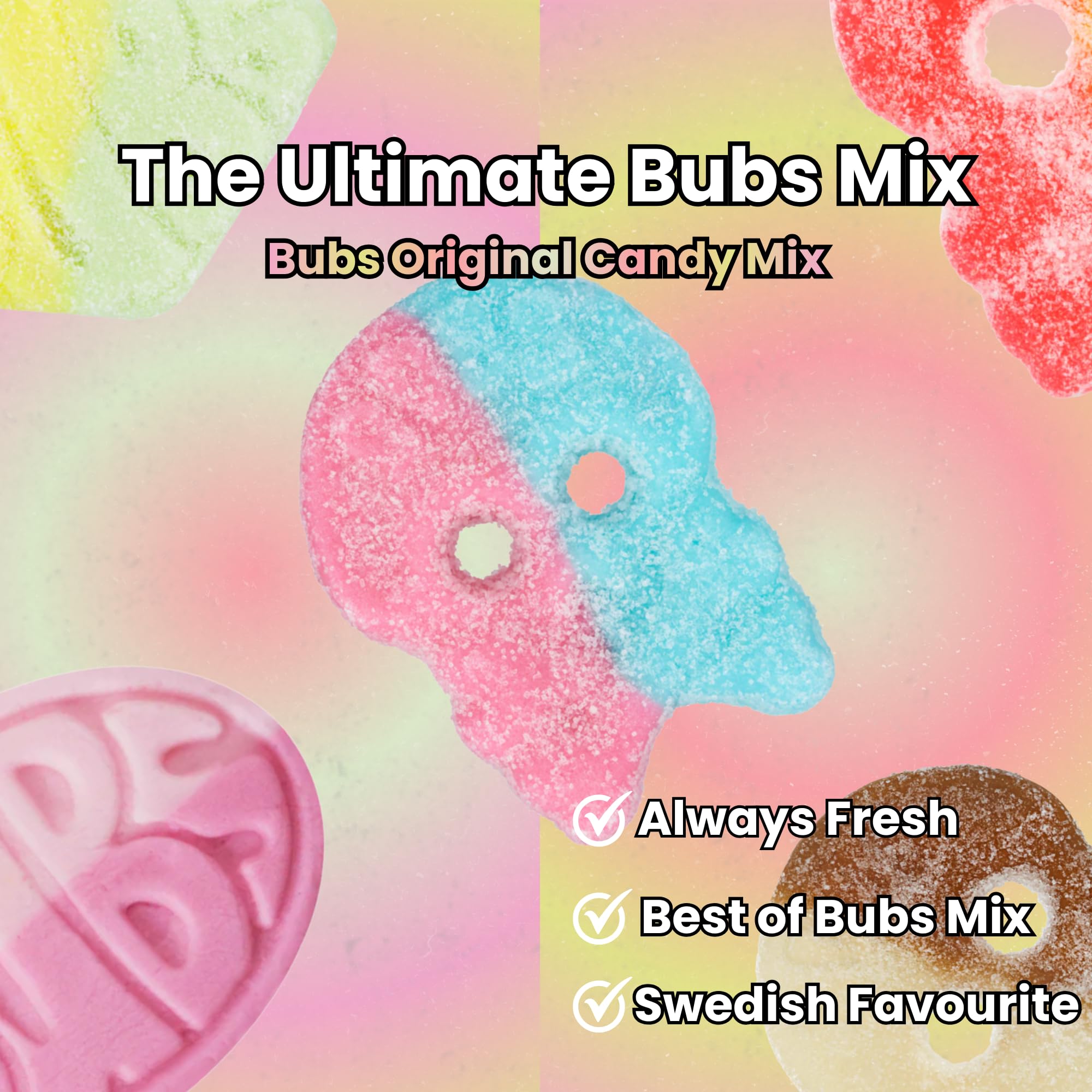 Try New Treats bubs assorted flavors arranged on plate for clear flavor recognition benefit