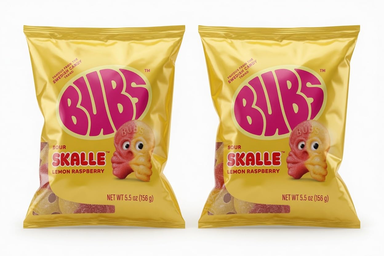 bubs front packaging showing two 5.5 oz bags and clear resealable top for freshness