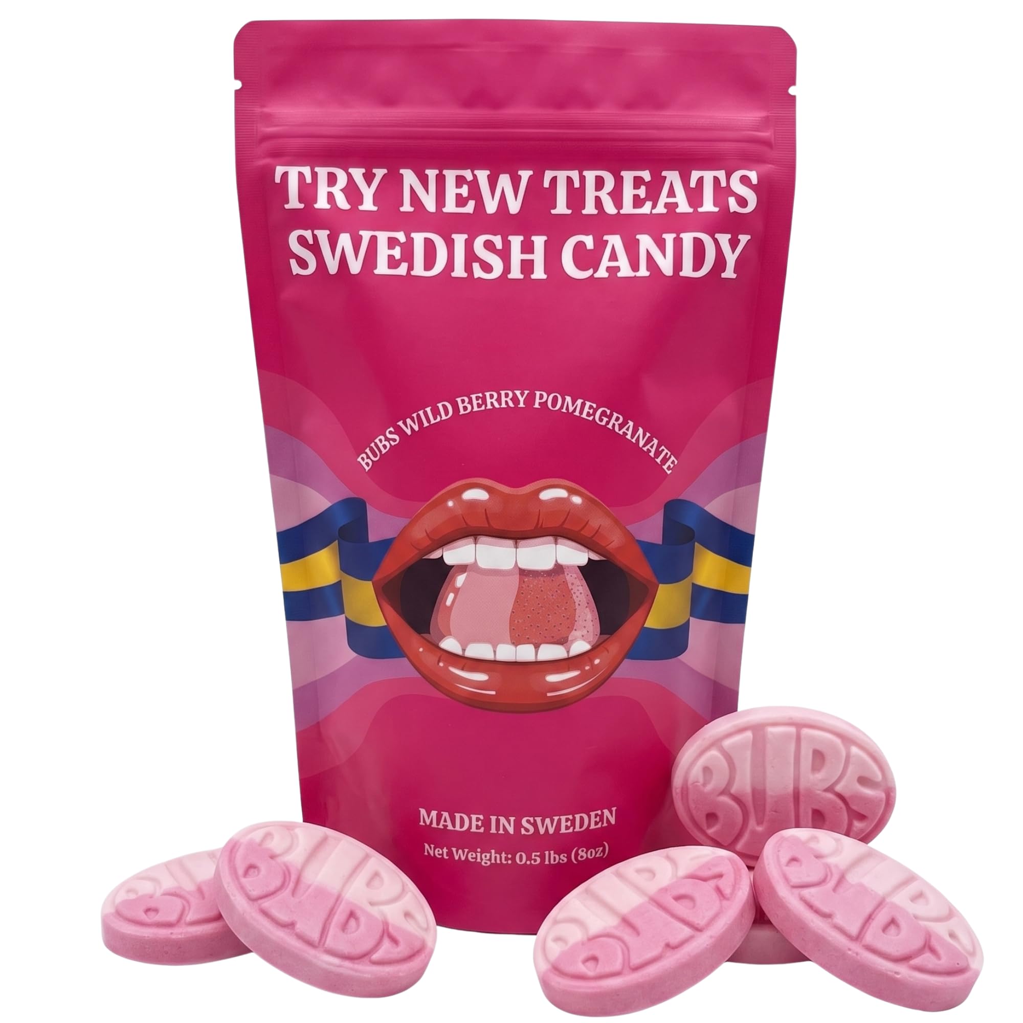 Try New Treats Bubs front packaging shows bag and vegan badge