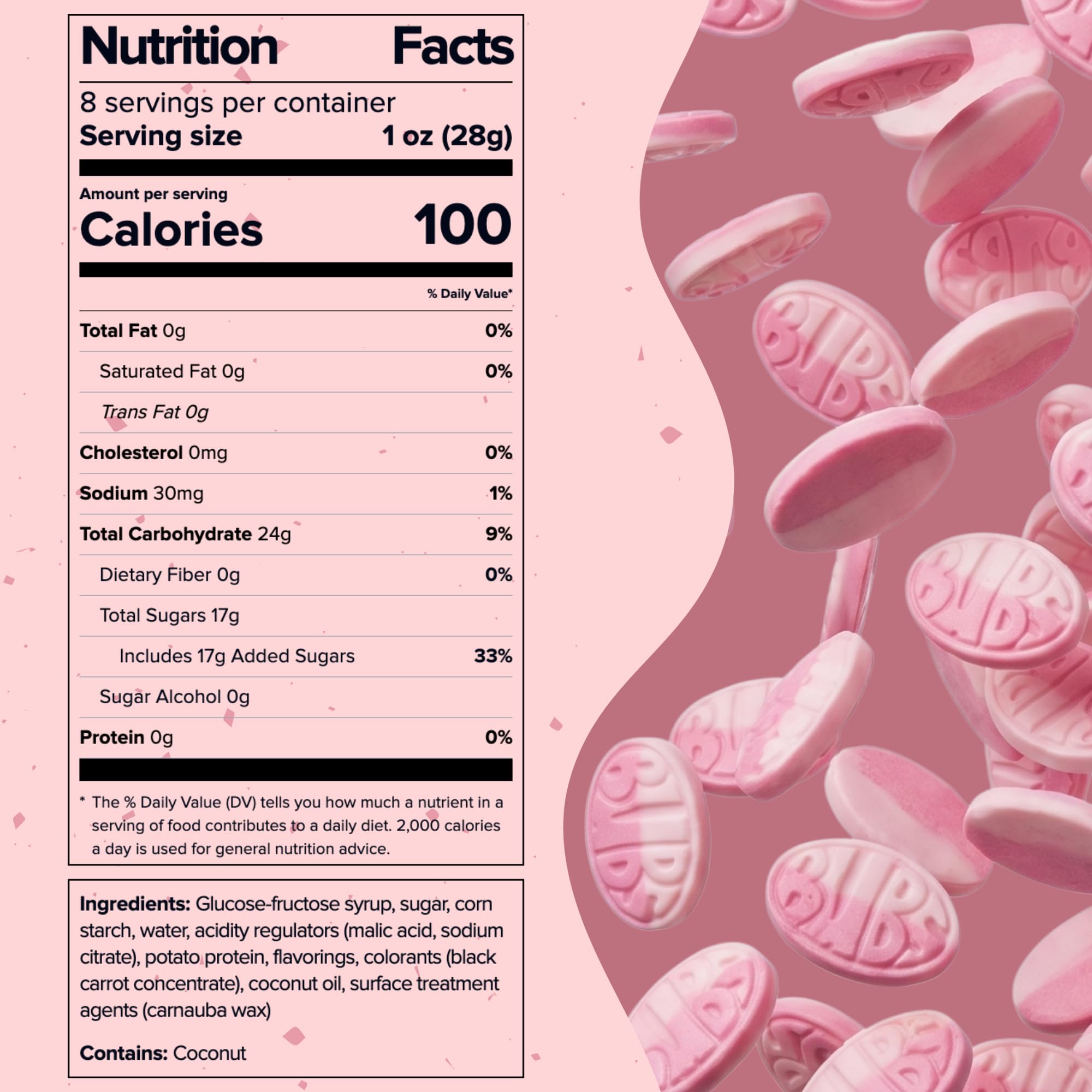 Try New Treats Bubs open bag revealing soft oval candies for easy serving