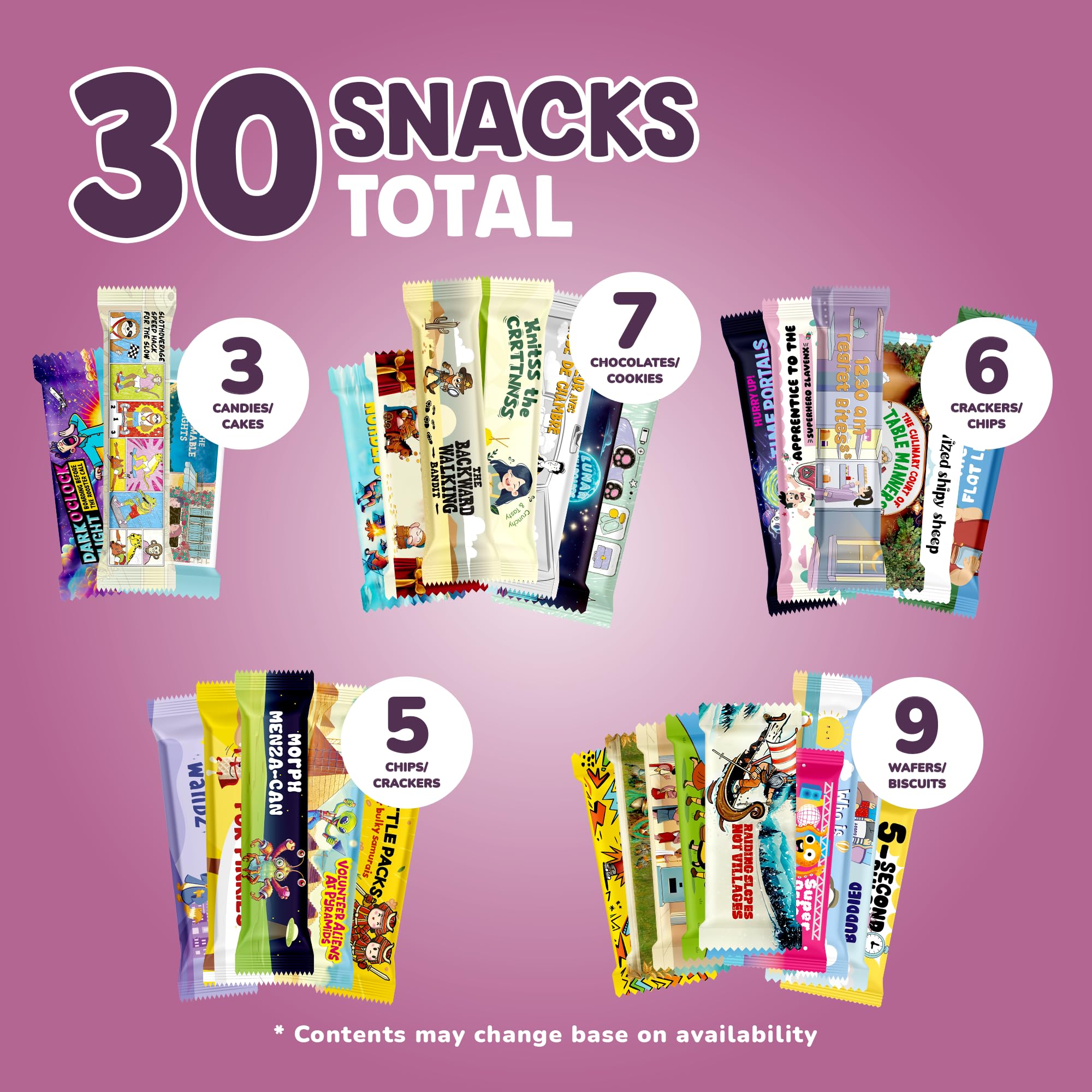 Bubsooboo's Wild Snacks open unboxed display showing variety for easy sampling