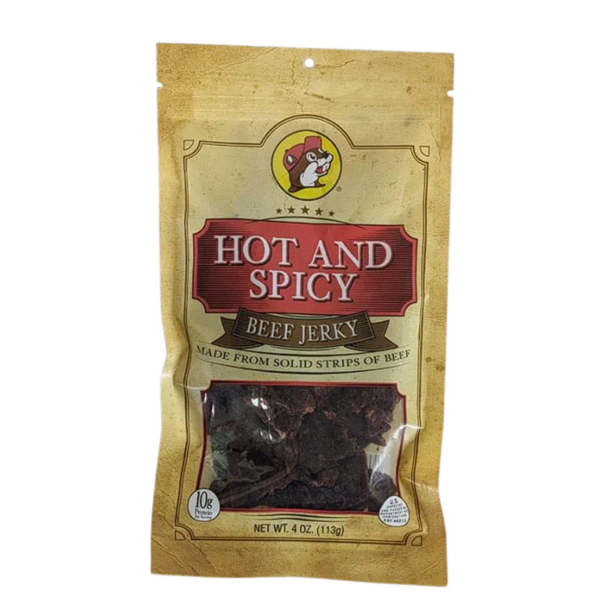 Buc-ee's front packaging of 4 oz bag showing resealable label and branding benefit