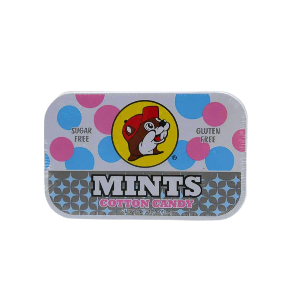 Buc-ee's tin held in hand to show size and portability, ideal for travel