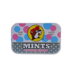 Buc-ee's tin held in hand to show size and portability, ideal for travel