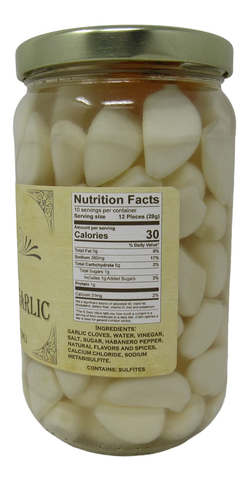 Close-up of pickled habanero garlic cloves highlighting crunchy texture and spicy flavor