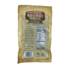 Buc-ee's close-up of jerky strips showing garlic seasoning and hearty texture