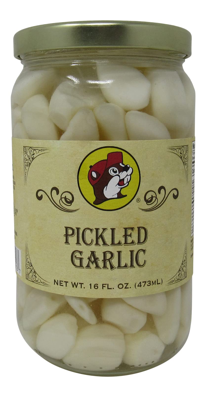 Buc-ee's jar front view showing resealable lid and ready-to-use garlic convenience