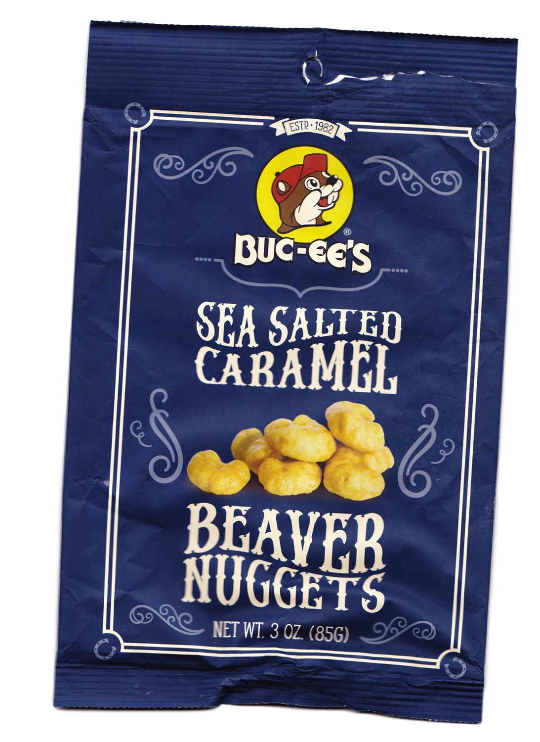 Buc-ee's front packaging showing eight individual 3 oz bags and brand logo
