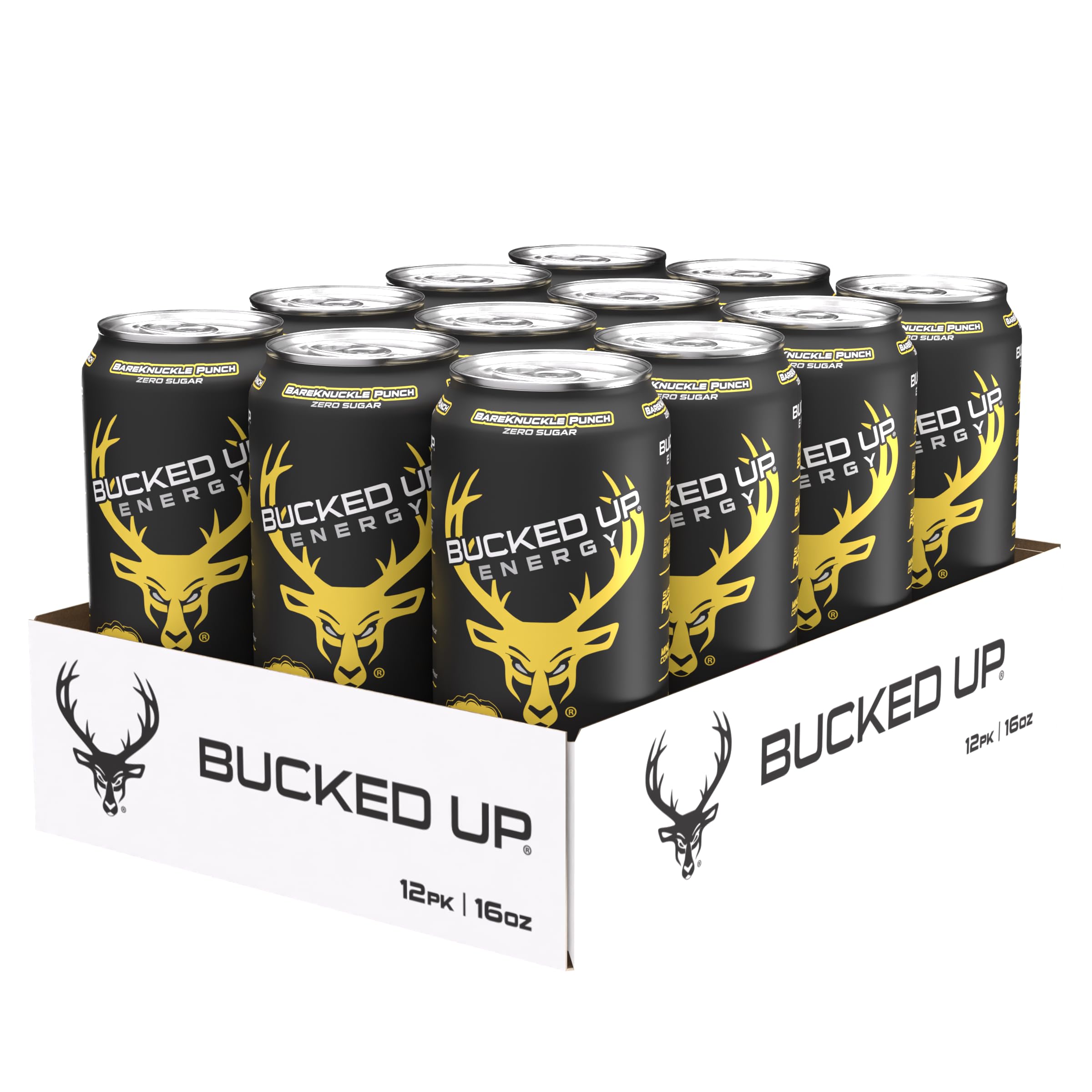 Bucked Up twelve-pack box staged for storage convenience and ready-to-go stocking