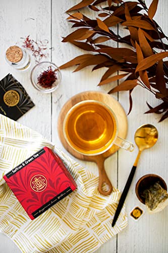 Buddha Teas in a kitchen lifestyle setting conveying ritual and calming enjoyment benefit