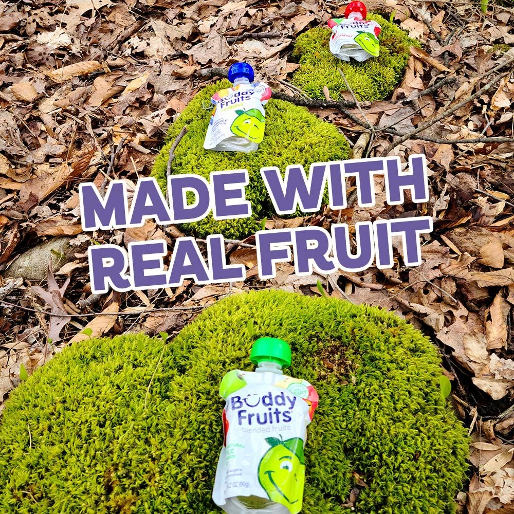 Buddy Fruits pouch being used outdoors showing travel-friendly convenience
