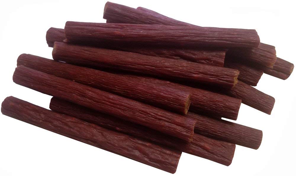 Buffalo Bills close-up of meat stick texture revealing savory, smoky seasoning and juicy bite