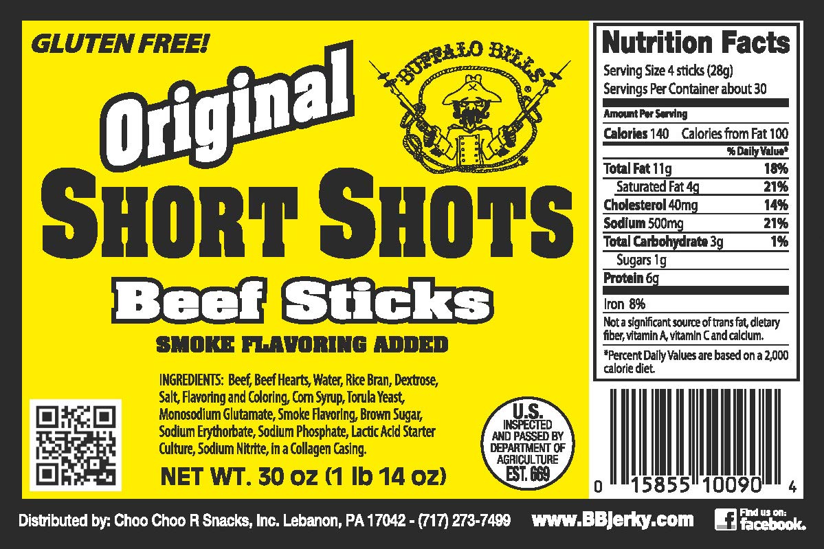 Buffalo Bills mini sticks held in hand for scale, demonstrating portable protein snack convenience