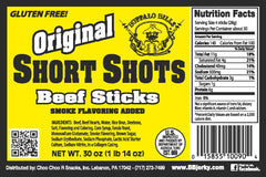Buffalo Bills mini sticks held in hand for scale, demonstrating portable protein snack convenience