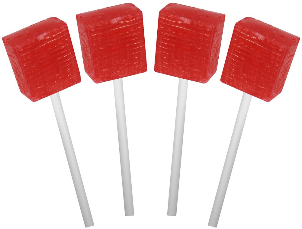Buffalo Bills unwrapped cube-shaped sucker showing distinctive shape benefit