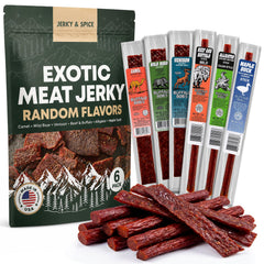 Jerky-n-Spice Buffalo Bob's front packaging showing brand and variety benefits