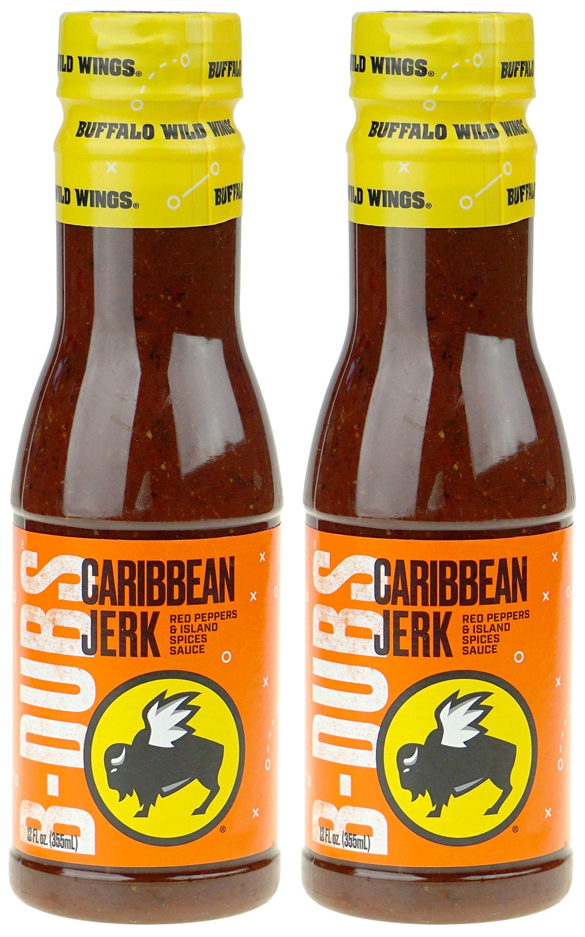 Buffalo Wild Wings front packaging showing Caribbean Jerk two-pack, vibrant labeling for easy selection