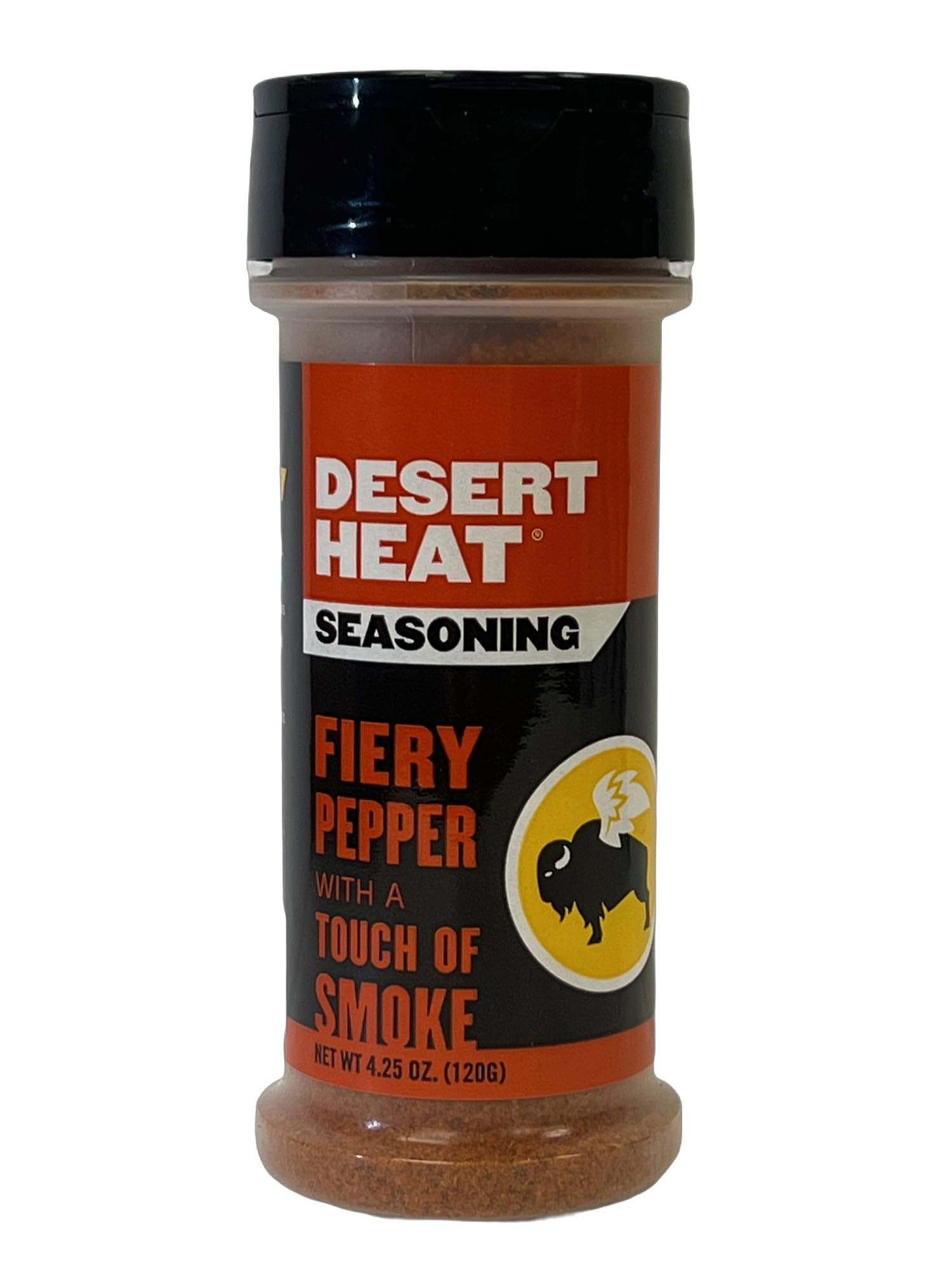 Buffalo Wild Wings Desert Heat Dry front jar view shows label and bold southwest seasoning