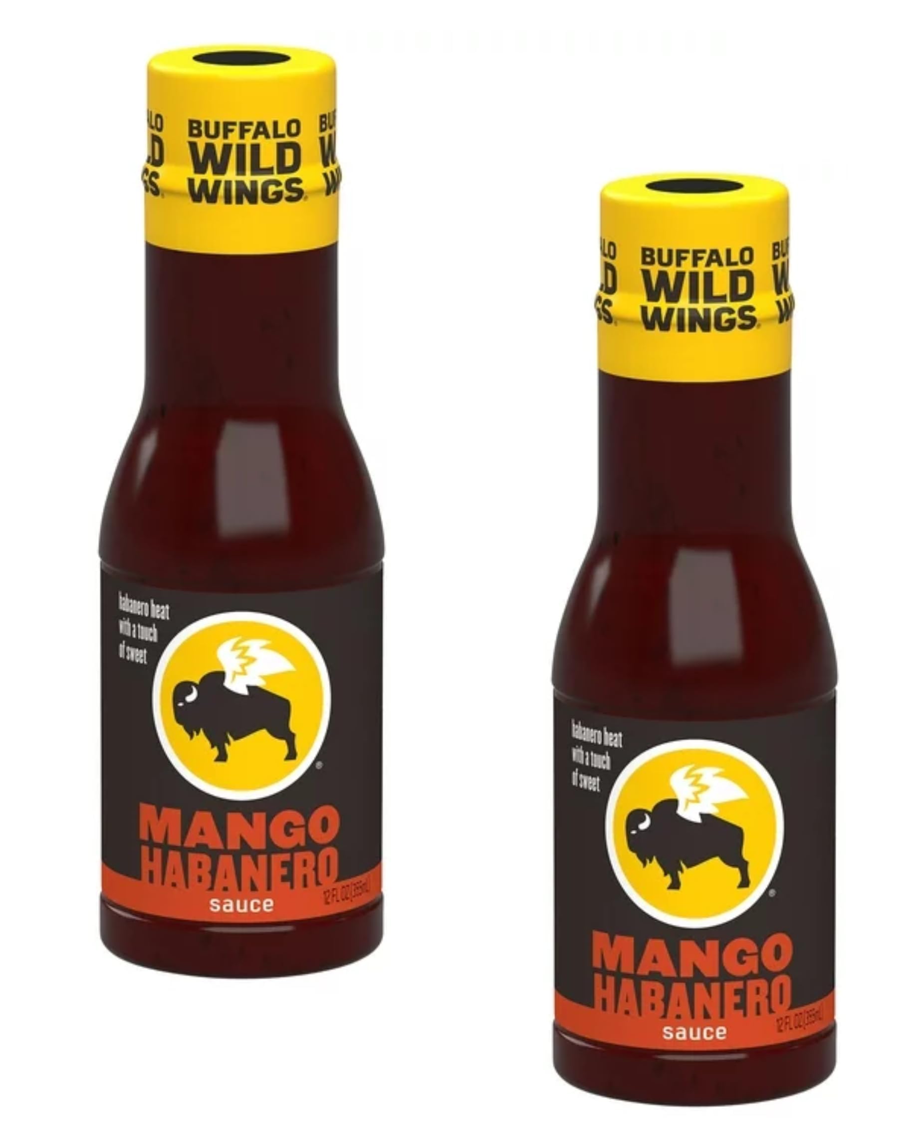 buffalo wild wings front packaging showing two bottles and bold label, makes serving easy