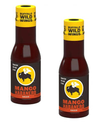buffalo wild wings front packaging showing two bottles and bold label, makes serving easy