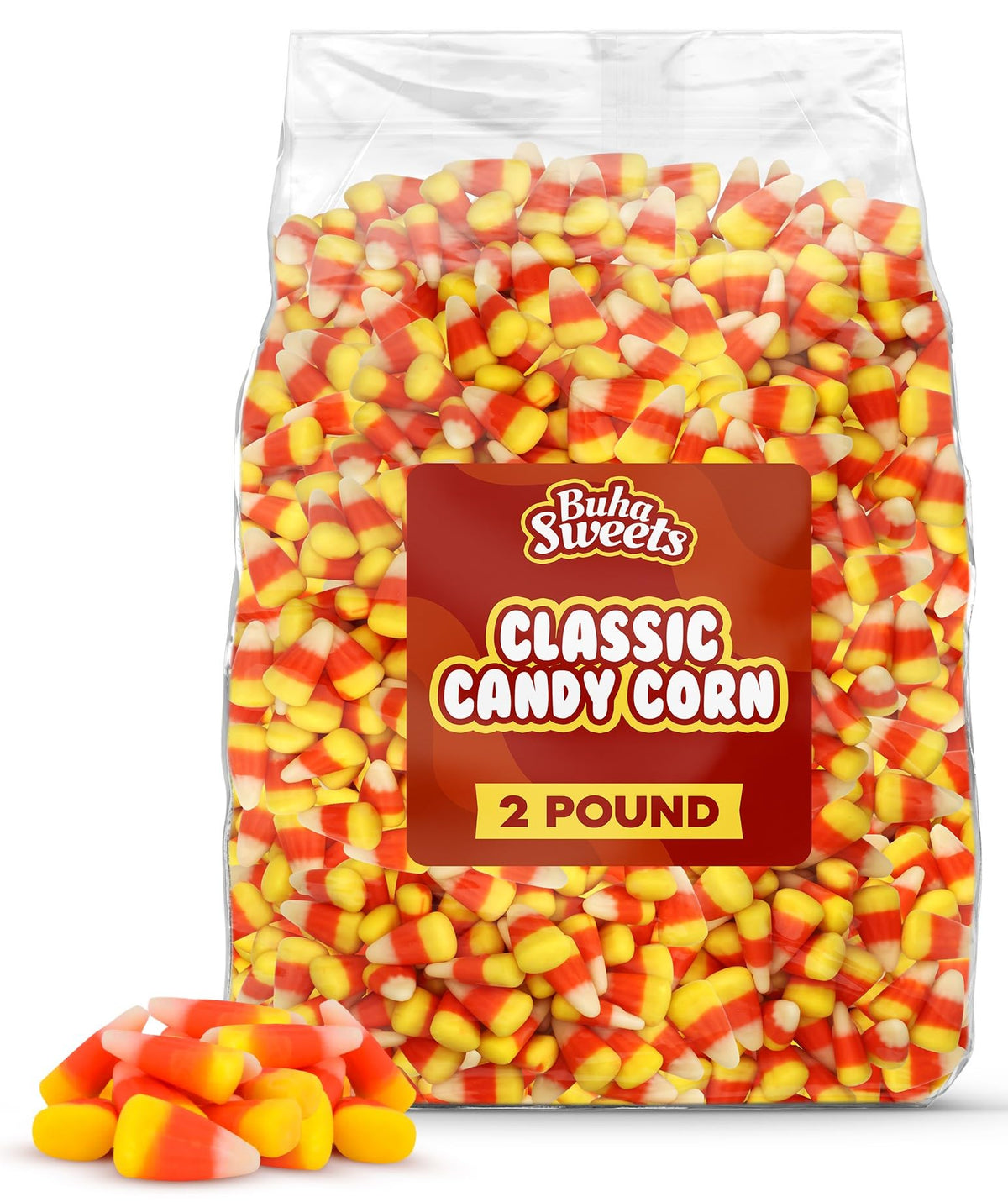 Buha Sweets front package view showing 2-pound bag and tri-color appeal for gatherings