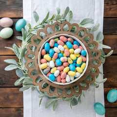 Buha Sweets robin eggs held in hand to show size and portion control for party use