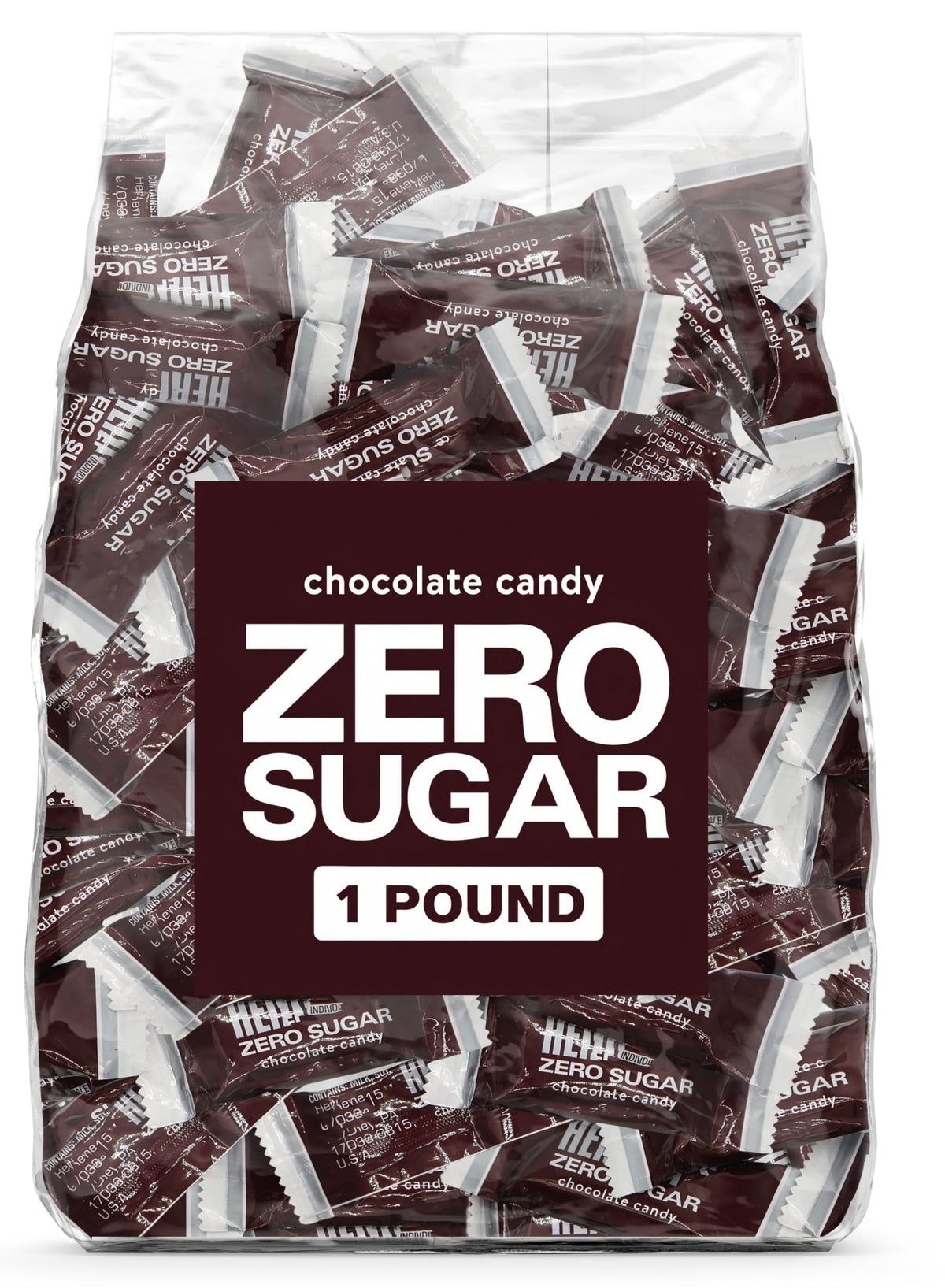 Buha Sweets front packaging showing individually wrapped zero sugar mini bars for easy sharing