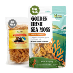 BUIE front packaging 16oz jar showing raw sea moss and label benefit of pure sourcing
