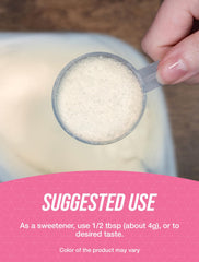 BulkSupplements powder on a spoon beside a scale showing accurate portion control