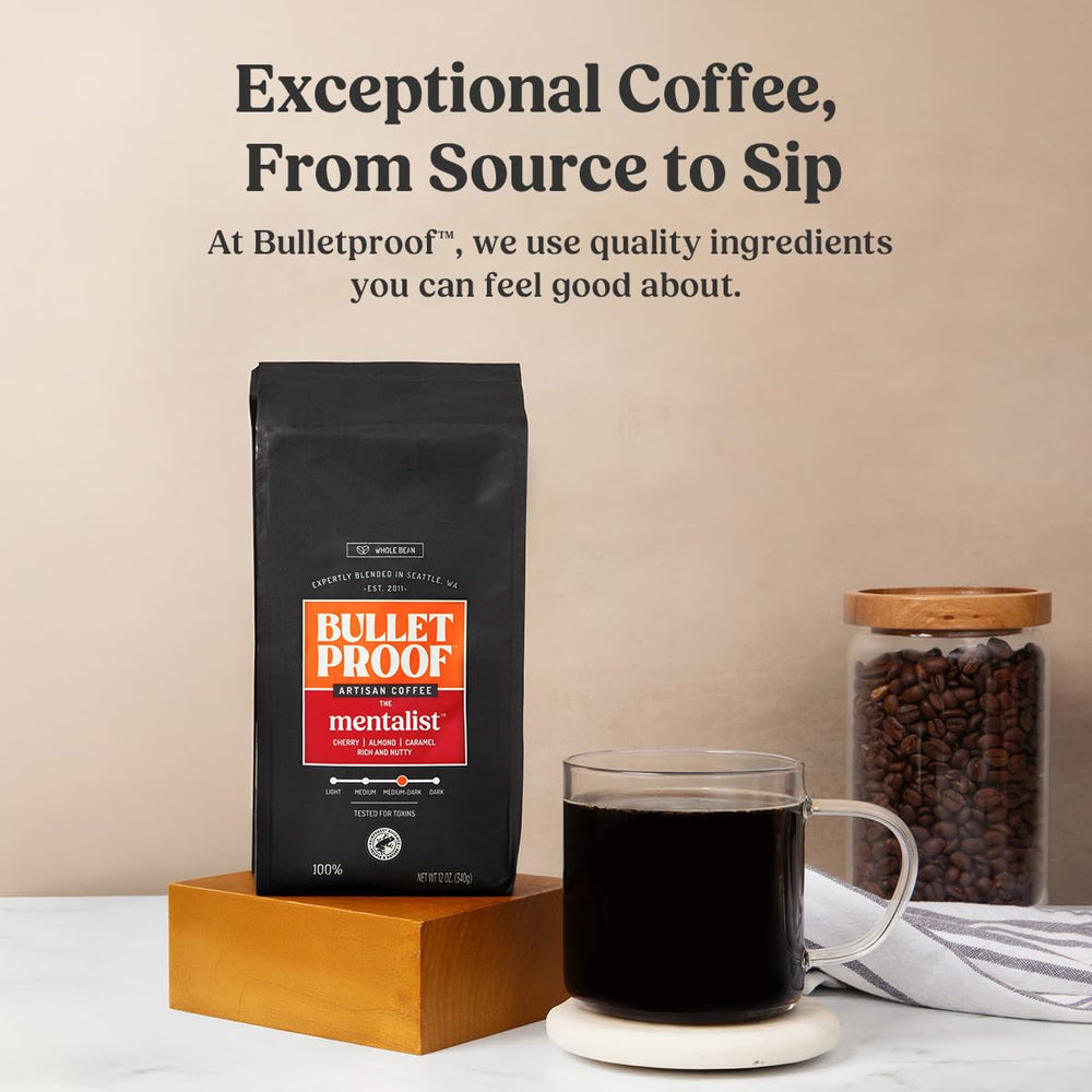 Bulletproof ground coffee texture detail highlighting grind consistency and flavor extraction