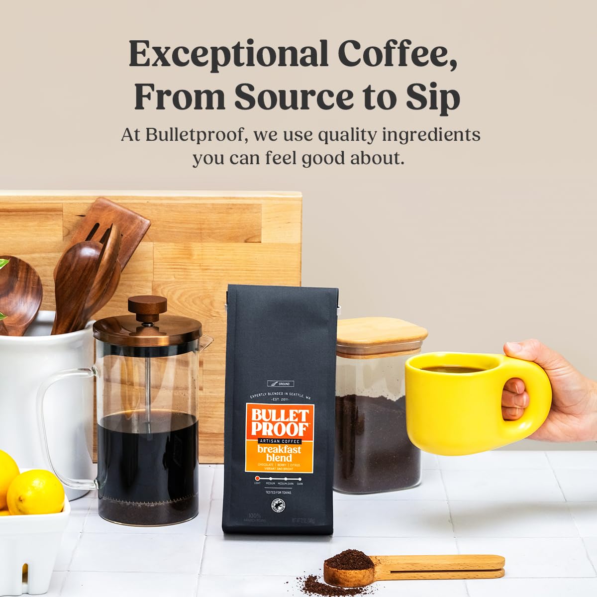 Bulletproof brewing pour-over demonstrating clear bright flavor