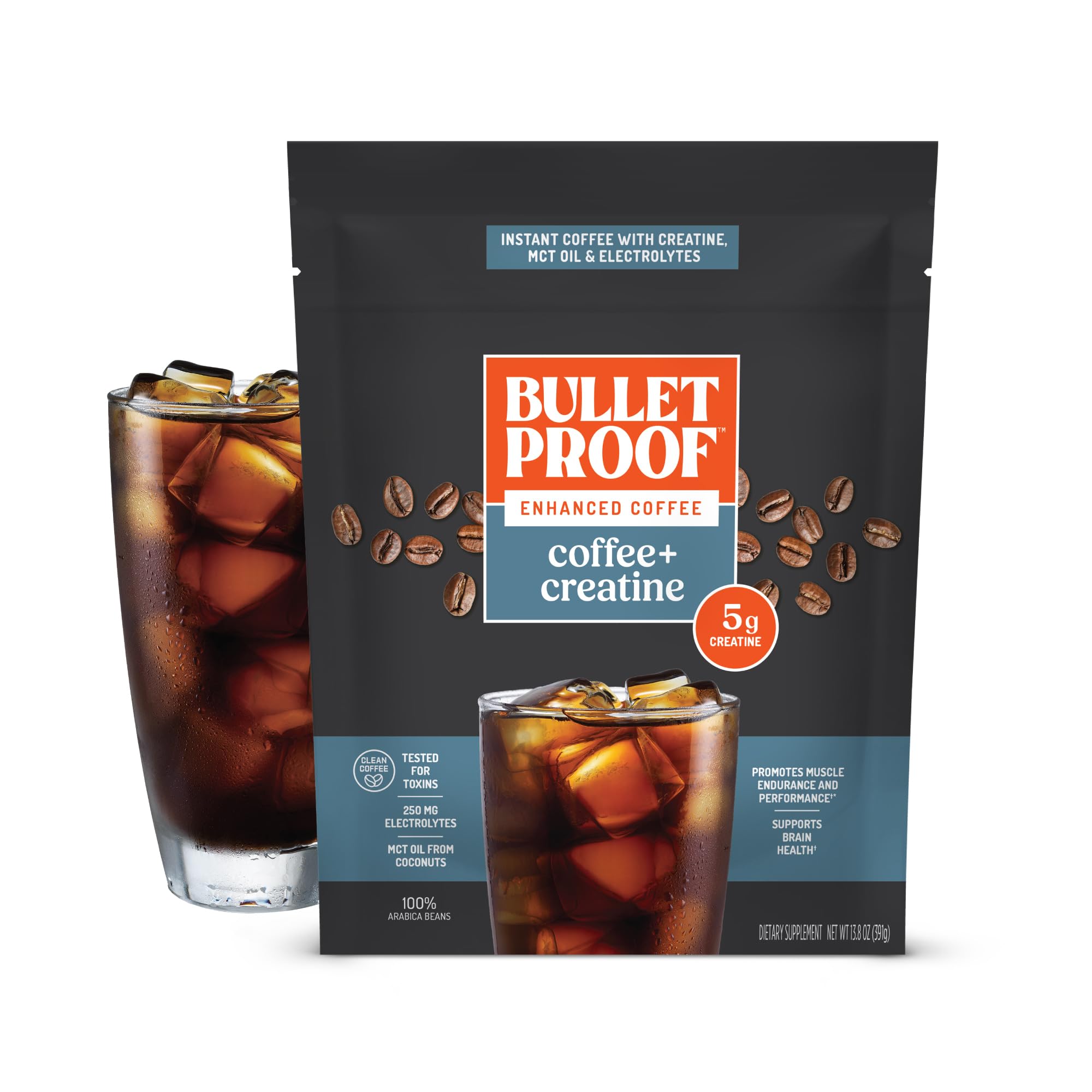 Bulletproof front package showing coffee plus creatine benefits